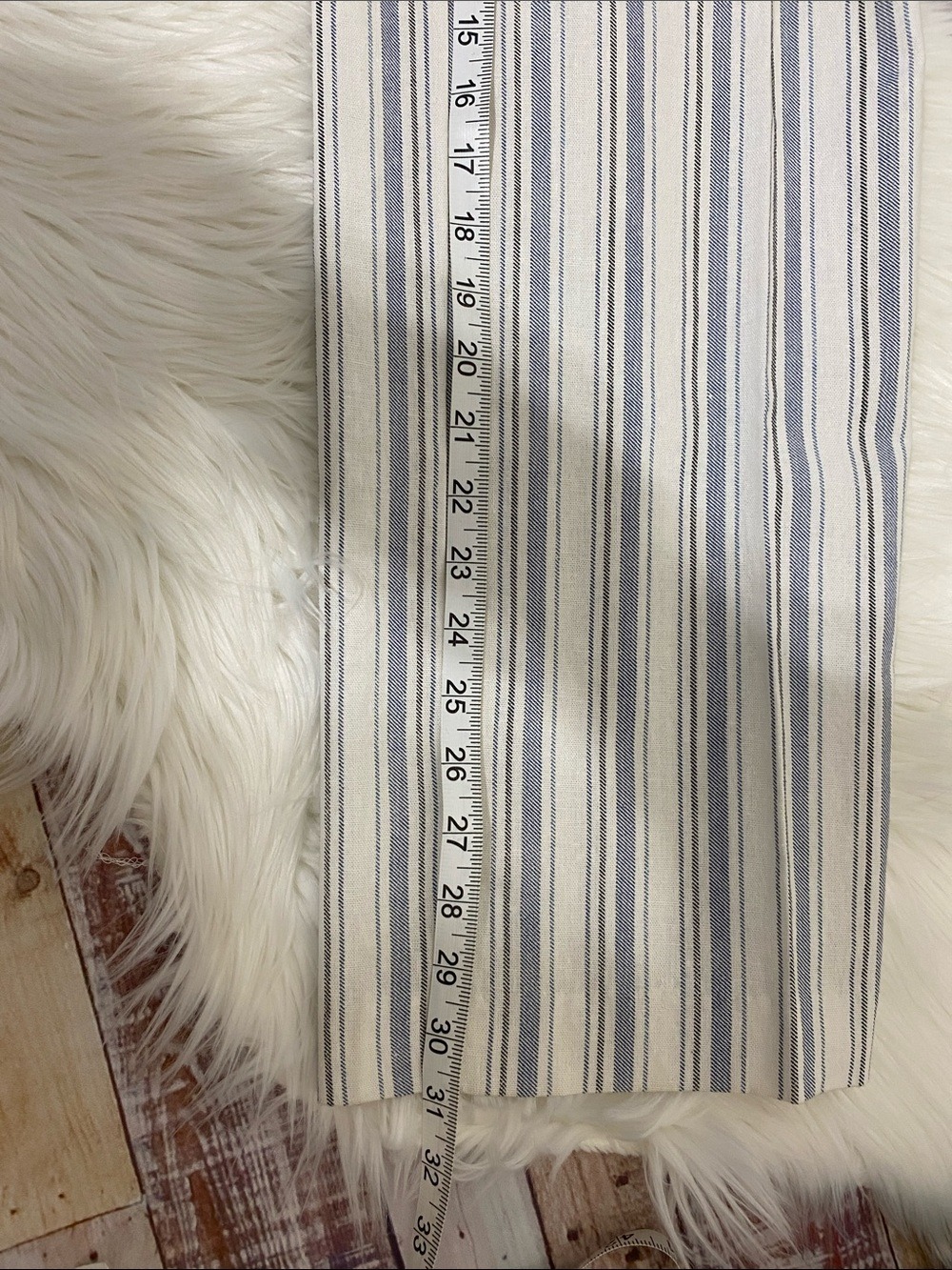 Aqua Blue & White Striped Linen-Rayon Pants - Picture 7 of 9